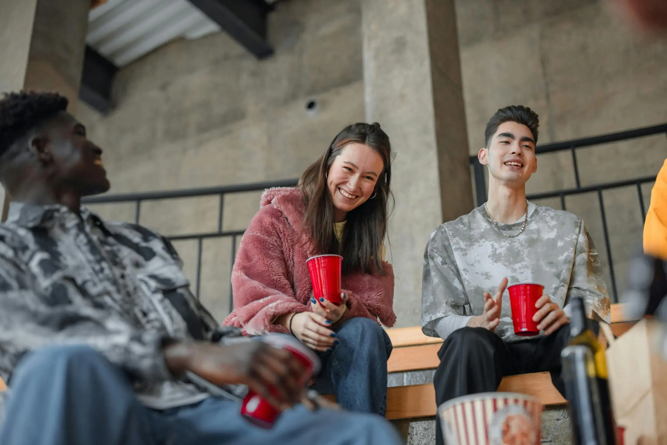 Friends talking together at a casual gathering